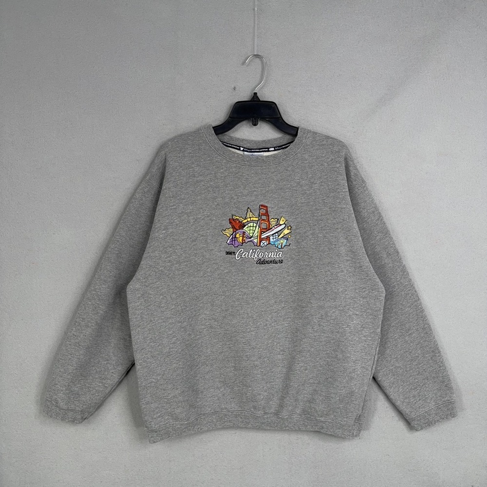 Disneyland Adventure Sweatshirt Mens XL Gray California Resort Fleece Crewneck